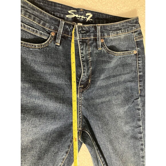 Seven7 Women's Slim Straight Jeans Size 8 Birch Blue Dark Wash Denim Stretch - Picture 6 of 11